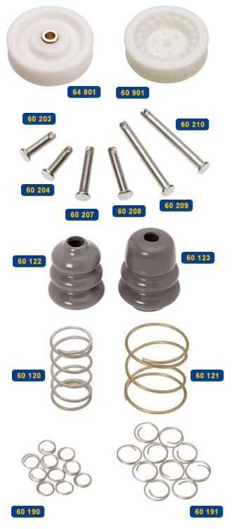 Clevis pins, split pins, springs and sheaves